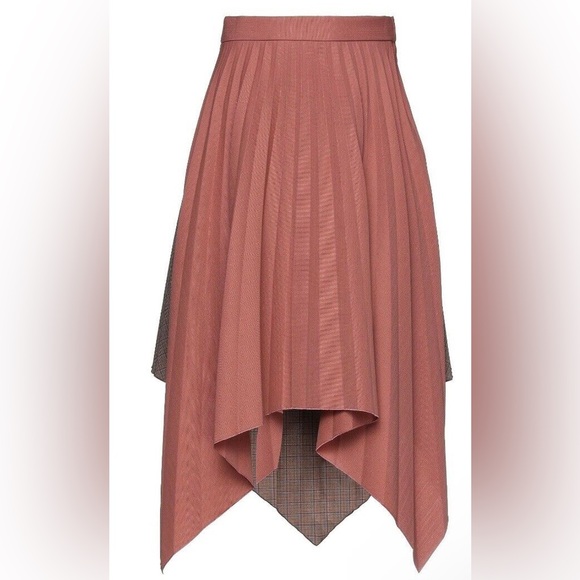 Acne Studios Electric-Pleated Asymmetrical Midi Skirt In Orange Wool Blend sz 36 - Picture 1 of 10